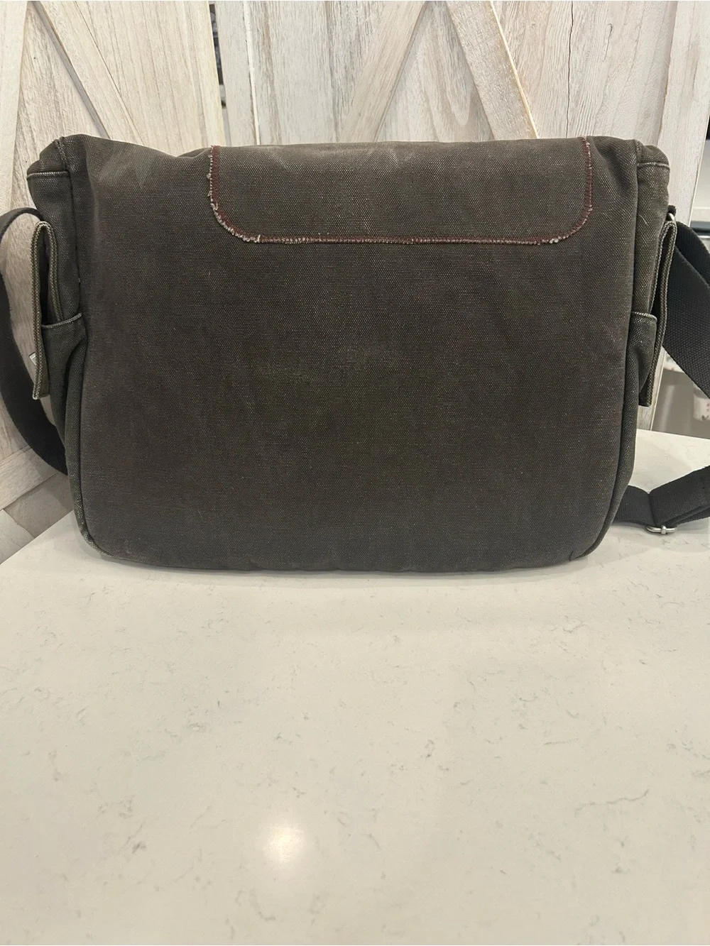 Canvas Laptop Messenger Bag for Men in Dark Gray